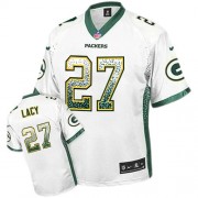 Nike Green Bay Packers 27 Men's Eddie Lacy Elite White Drift Fashion Jersey