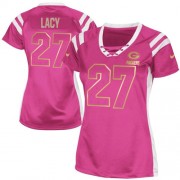 Nike Green Bay Packers 27 Women's Eddie Lacy Elite Pink Draft Him Shimmer Jersey