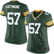 Nike Green Bay Packers 57 Women's Jamari Lattimore Elite Green Team Color Home Jersey