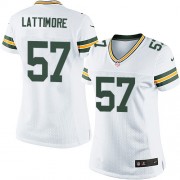 Nike Green Bay Packers 57 Women's Jamari Lattimore Elite White Road Jersey