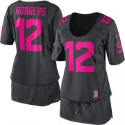 Nike Green Bay Packers 12 Women's Aaron Rodgers Elite Dark Grey Breast Cancer Awareness Jersey