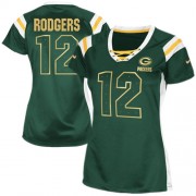 Nike Green Bay Packers 12 Women's Aaron Rodgers Elite Green Draft Him Shimmer Jersey