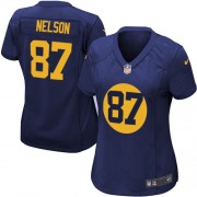 Nike Green Bay Packers 87 Women's Jordy Nelson Elite Navy Blue Alternate Jersey