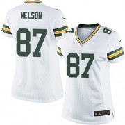 Nike Green Bay Packers 87 Women's Jordy Nelson Elite White Road Jersey